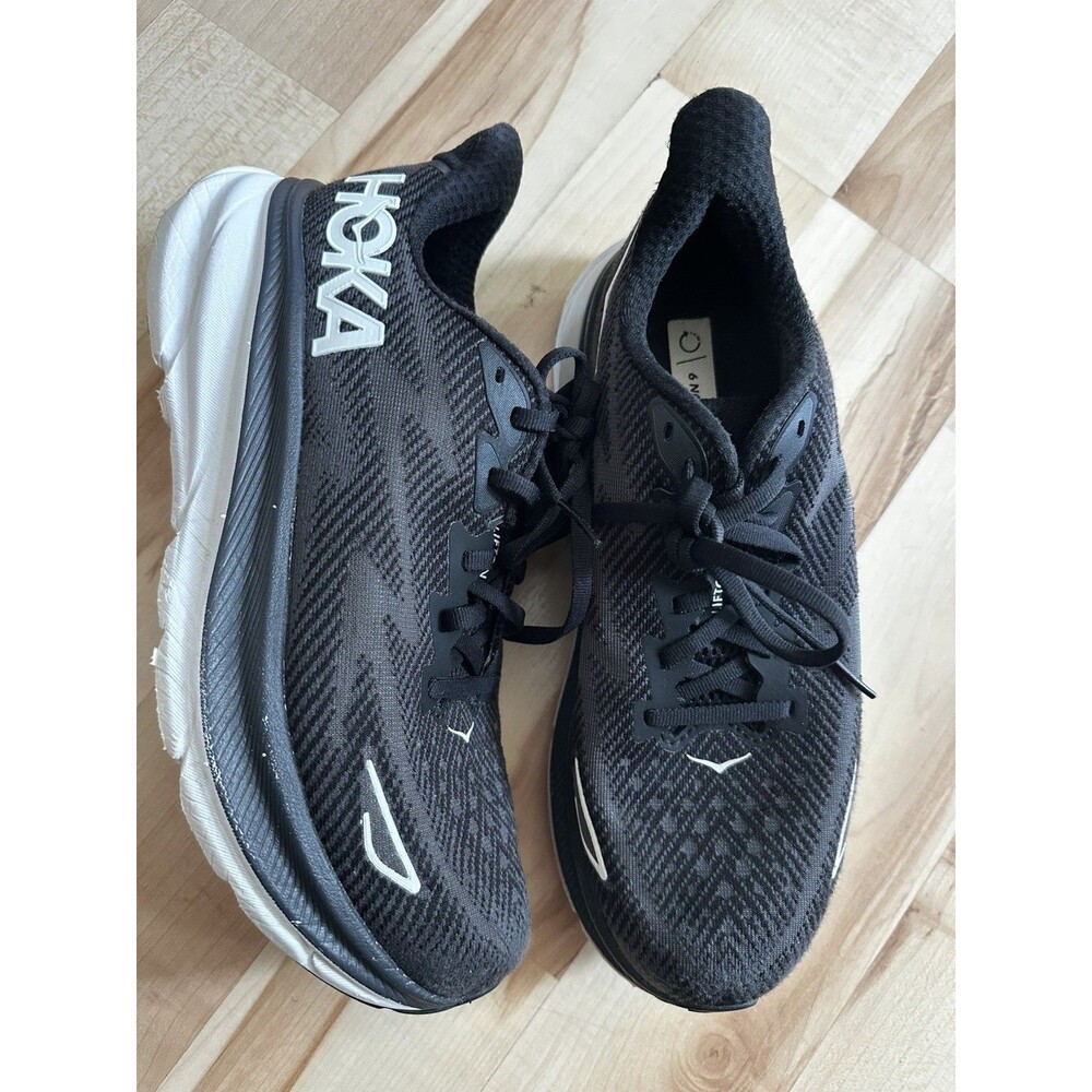 HOKA One One Clifton 9 Women’s Running Shoes US 8 Black White – - Picture 3 of 14